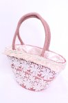 画像1: axes femme / フラワーレースストローバッグ  ピンク×アイボリー O-25-12-01-014-AX-BG-IG-ZT346 (1)