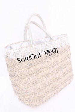 画像2: axes femme / レース配色ストローバッグ  ナチュラル O-25-12-01-015-AX-BG-IG-OS