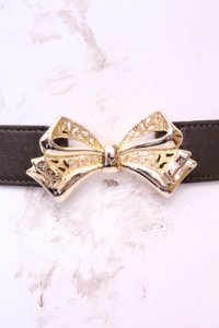 FA（Fi.n.t） / ヴィンテージリボンバックルゴムベルト  ブラウン×ゴールド O-25-12-01-025-LO-ZA-IG-ZT486F006