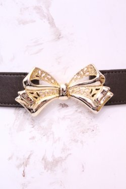 画像1: FA（Fi.n.t） / ヴィンテージリボンバックルゴムベルト  ブラウン×ゴールド O-25-12-01-025-LO-ZA-IG-OS