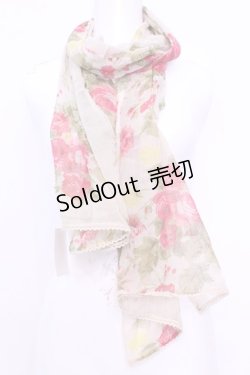 画像1: axes femme / 薔薇柄ストール  生成り O-25-12-01-031-AX-ZA-IG-ZT359