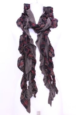 画像1: axes femme / チェックフリルストール  ブラウン O-25-12-01-035-AX-ZA-IG-OS