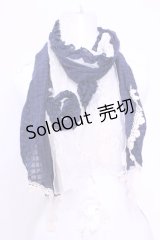 axes femme / 格子×チュール刺繍ストール  ネイビー×オフ O-25-12-01-036-AX-ZA-IG-OS