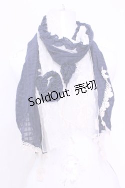 画像1: axes femme / 格子×チュール刺繍ストール  ネイビー×オフ O-25-12-01-036-AX-ZA-IG-OS