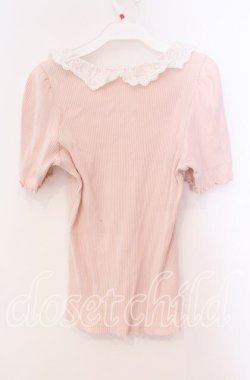 画像3: DearMyLoveRose / コットンレース襟リブトップス Ｍ ピンク O-25-12-02-003-EL-TO-IG-OS