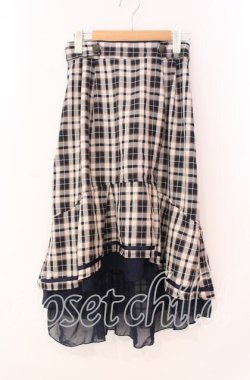 画像1: axes femme / チェックフィッシュテールスカート  ネイビー×ベージュチェック O-25-12-02-034-AX-SK-IG-OS