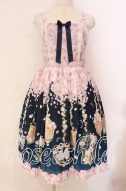 画像1: axes femme kawaii / ブルーミングガーデンジャンパースカート  ネイビー O-25-12-02-043-AX-OP-IG-OS