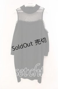 Princess Melody / ドットチュールオフショルカットソー  クロ O-25-12-02-048-EL-TO-IG-OS