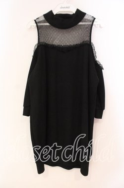 画像1: Princess Melody / ドットチュールオフショルカットソー  クロ O-25-12-02-048-EL-TO-IG-OS