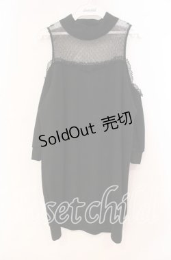 画像1: Princess Melody / ドットチュールオフショルカットソー  クロ O-25-12-02-048-EL-TO-IG-OS