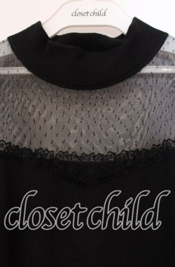 画像2: Princess Melody / ドットチュールオフショルカットソー  クロ O-25-12-02-048-EL-TO-IG-OS