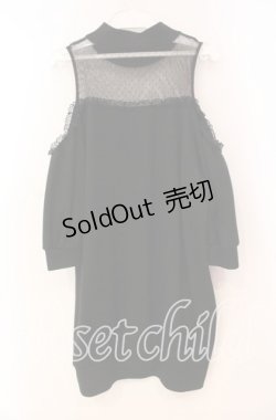 画像3: Princess Melody / ドットチュールオフショルカットソー  クロ O-25-12-02-048-EL-TO-IG-OS