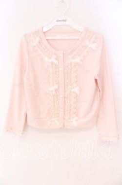 画像1: LIZ LISA / はしごリボンカーディガン 0 ピンク O-25-12-02-059-LO-TO-OW-OS