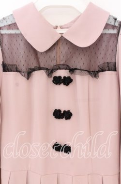 画像2: Ank Rouge / デコルテチュールチャイナボタンワンピース  ピンク×クロ O-25-12-02-1004-CA-OP-IG-OS