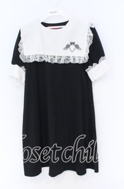 画像1: Jamie エーエヌケー / チョーカー付きハートプリントカットワンピース  クロ×シロ O-25-12-02-1042-LO-OP-IG-OS