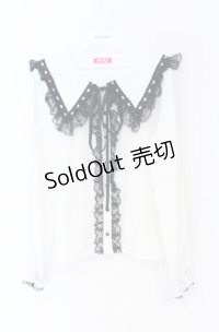 MA*RS / ハートはしごレースブラウス  シロ×クロ O-25-12-02-1048-EL-BL-IG-OS