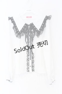 画像1: MA*RS / ハートはしごレースブラウス  シロ×クロ O-25-12-02-1048-EL-BL-IG-OS