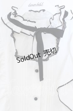 画像2: Rojita / デコルテ開きラッフルボリュームブラウス  シロ×クロ O-25-12-02-1051-LO-BL-IG-OS