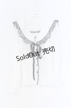 画像1: MA*RS / クロス刺繍セーラー襟ブラウス  シロ×クロ O-25-12-02-1055-EL-BL-IG-OS