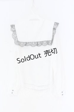 画像2: MA*RS / クロス刺繍セーラー襟ブラウス  シロ×クロ O-25-12-02-1055-EL-BL-IG-OS