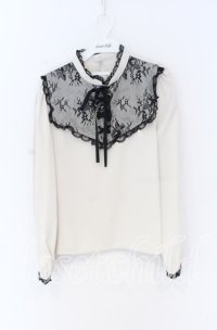 Rojita / レースアップブラウス  アイボリー×クロ O-25-12-02-1058-LO-BL-IG-OS
