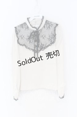 画像1: Rojita / レースアップブラウス  アイボリー×クロ O-25-12-02-1058-LO-BL-IG-ZT537