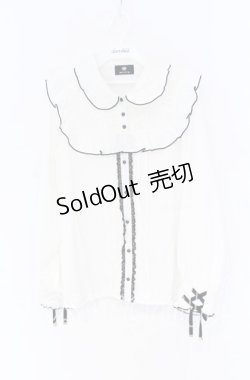 画像1: Rojita / ハートブローチ付きレース切り替えブラウス【ブローチ欠品】  シロ×クロ O-25-12-02-1059-LO-BL-IG-OS