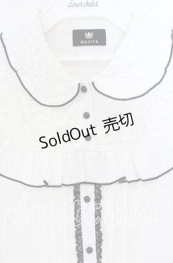 画像2: Rojita / ハートブローチ付きレース切り替えブラウス【ブローチ欠品】  シロ×クロ O-25-12-02-1059-LO-BL-IG-OS