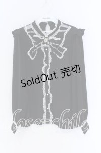 Rojita / レース切り替えロゴリボンブラウス  クロ O-25-12-02-1061-LO-BL-IG-OS