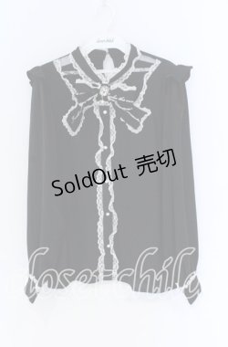 画像1: Rojita / レース切り替えロゴリボンブラウス  クロ O-25-12-02-1061-LO-BL-IG-OS