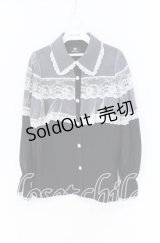 Rojita / チュールシアーケープブラウス  クロ×シロ O-25-12-02-1063-LO-BL-IG-OS