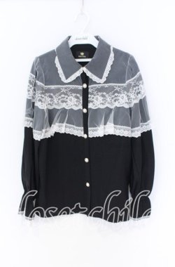 画像1: Rojita / チュールシアーケープブラウス  クロ×シロ O-25-12-02-1063-LO-BL-IG-OS