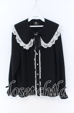 画像1: Rojita / リボンブローチバックレースアップブラウス  クロ×シロ O-25-12-02-1064-LO-BL-IG-OS