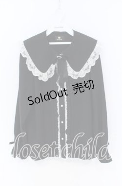 画像1: Rojita / リボンブローチバックレースアップブラウス  クロ×シロ O-25-12-02-1064-LO-BL-IG-OS