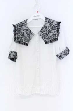 画像1: Ank Rouge / レースセーラーカラーブラウス  シロ×クロ O-25-12-02-1065-CA-BL-IG-OS