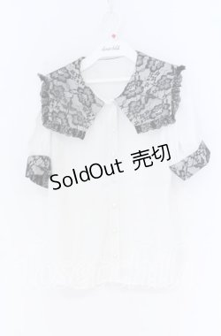 画像1: Ank Rouge / レースセーラーカラーブラウス  シロ×クロ O-25-12-02-1065-CA-BL-IG-OS