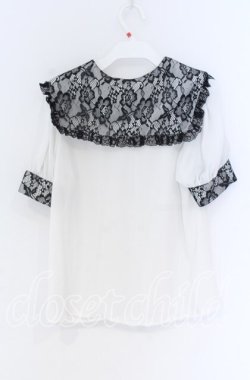 画像3: Ank Rouge / レースセーラーカラーブラウス  シロ×クロ O-25-12-02-1065-CA-BL-IG-OS