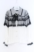 Rojita / チュールシアーケープブラウス  シロ×クロ O-25-12-02-1066-LO-BL-IG-OS