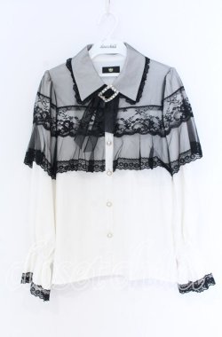 画像1: Rojita / チュールシアーケープブラウス  シロ×クロ O-25-12-02-1066-LO-BL-IG-OS