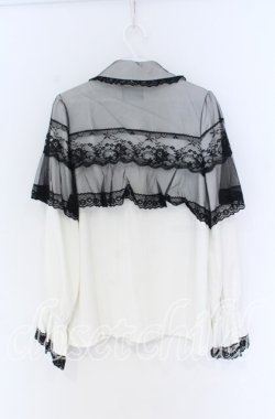 画像2: Rojita / チュールシアーケープブラウス  シロ×クロ O-25-12-02-1066-LO-BL-IG-OS