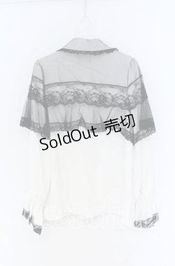 画像2: Rojita / チュールシアーケープブラウス  シロ×クロ O-25-12-02-1066-LO-BL-IG-OS