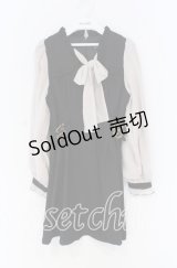Rojita / BIGリボン配色ワンピース  クロ×ベージュ O-25-12-02-1067-LO-OP-IG-OS