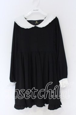 画像1: Rojita / フリル配色ワンピース  クロ×シロ O-25-12-02-1069-LO-OP-IG-OS