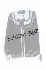 Rojita / ハートブローチ付きレース切り替えブラウス  クロ×シロ O-25-12-02-1074-LO-BL-IG-OS