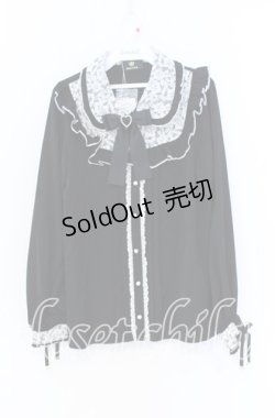 画像1: Rojita / ハートブローチ付きレース切り替えブラウス  クロ×シロ O-25-12-02-1074-LO-BL-IG-OS