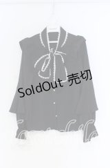 Rojita / レーシーリボン袖ボリュームブラウス  クロ×シロ O-25-12-02-1075-LO-BL-IG-OS