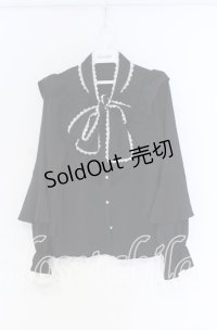 Rojita / レーシーリボン袖ボリュームブラウス  クロ×シロ O-25-12-02-1075-LO-BL-IG-OS