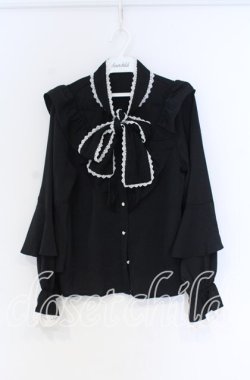 画像1: Rojita / レーシーリボン袖ボリュームブラウス  クロ×シロ O-25-12-02-1075-LO-BL-IG-OS