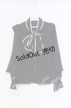 画像1: Rojita / レーシーリボン袖ボリュームブラウス  クロ×シロ O-25-12-02-1075-LO-BL-IG-OS