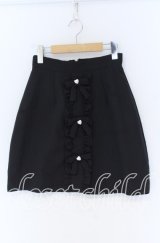 Ank Rouge / リボンフリル台形スカート  クロ O-25-12-02-1080-CA-SK-IG-OS